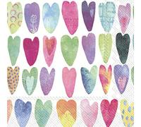 Rainbow Hearts Love Valentine Wedding IHR Luxury Traditional Paper Table Napkins 20 in Pack 3 ply