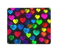 Rainbow Hearts Mouse Pad Non Slip Mouse Mat with Rubber Base Durable Stitched Edges Mousepad for Computers Mouse Mats for Gaming Work Home Office