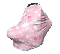 Rainbow Hearts Nursing Cover 360° Full Coverage Colorful Stretch Scarf for Breastfeeding and Car Seat Cover Fit for Most Pushchairs and Prams