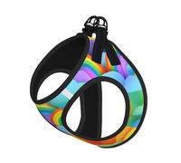 Rainbow Hearts Pattern Print Pet Leash Vest,Breathable Mesh Pet Harness, Reflective For Small Medium Dogs Safe Easy Walking