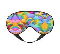Rainbow Hearts Pattern Print Soft Eye Mask for Women Men Comfortable with Adjustable Strap for Travel Yoga Nap Shift Work