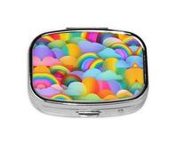 Rainbow Hearts Pattern Print Square Pill Box,Portable for Pocket Or Purse Pill Organizer Pill Container Holder