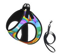 Rainbow Hearts Pattern Printing Dog Summer Harness,Soft Light Puppy Vest,Breathable Pet Harness Reflective For Easy Walking