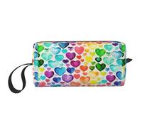 Rainbow Hearts Print Simple Organizer Pouch, Lightweight Travel Bag, Foam Padded Cosmetic Case