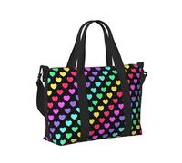 Rainbow Hearts Print Travel Duffle Bags for Women, Personal Item Overnight Weekender Sport Carry On Gym Bag for Men Women