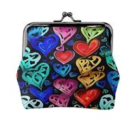Rainbow Hearts - Print Women's Compact Coin Purse with Lock Waterproof for Travel Gifts