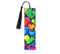 Rainbow Hearts Printed Metal Bookmarks M - Black Lightweight Aluminium Book Marker for Books, Journals & Gifts, Ideal Book Lovers, Holiday Decor & Crafts
