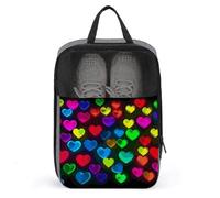Rainbow Hearts Shoe Bag with Zipper Closure,Storage Bags with Handle And Portable,Water-Resistant Shoe Pouch Travel Essentials