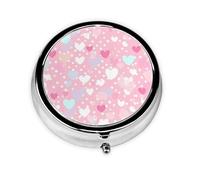Rainbow Hearts Small Pill Box 3 Compartment Portable Pill Box for Purse Pocket Colorful Mini Medicine Organiser for Daily Vitamin Fish Oil Storage