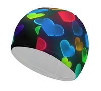 Rainbow Hearts Swim Cap for Women Men Swimming Hat Bath Waterproof Pool Caps for Long Thick Curly Hair
