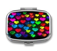 Rainbow Hearts Weekly AM/PM Pill Organizer.Waterproof Portable Compact Travel Pill Organizers.Small Pill Box for Medicine Holder for Vitamins Medication.
