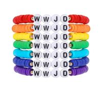 Rainbow Heishi Surfer Bracelets Set for Women Stackable Clay Beaded Bracelets Disc Stretch Preppy Bracelets Layering Colorful Friendship Bracelets Team Cheer Bulk Boho Summer Beach Jewelry Gift