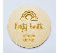 Rainbow Hello World We are Expecting a Baby Personalised Floral New Baby Birth Announcement Wooden Sign - Keepsake Photo Prop