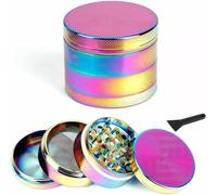 Rainbow Herb Grinder 40mm 4 Part Zinc Alloy Grinder with Magnetic Lid, Diamond Teeth, Pollen Catcher & Mesh Filter - Durable Metal Grinder for Herbs & Spices