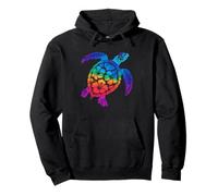 Rainbow Hibiscus Sea Turtle Intricate Art Pullover Hoodie