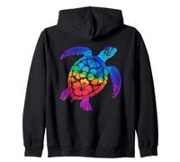 Rainbow Hibiscus Sea Turtle Intricate Art Zip Hoodie