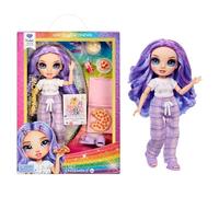 Rainbow High Junior High PJ Party - Violet (Purple) - 22 cm Posable Doll with Soft Onesie, Slippers and Play Accessories - Kids Toy - Great for Ages 4-12 Years