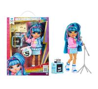 Rainbow High Junior High Rock Band - Skyler, Blue - 23cm Fashion Doll with a Microphone, a Mic Stand, and an Amp, Customise with Stickers, Posable, Cute Toys for Children Ages 4+