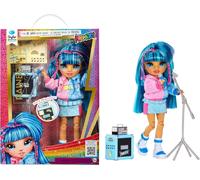 Rainbow High Junior High Rock Band - Skyler, Blue - 23cm Fashion Doll with a Microphone, a Mic Stand, and an Amp, Customise with Stickers, Posable, Cute Toys for Children Ages 4+
