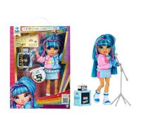 Rainbow High Junior High Rock Band - Skyler, Blue - 23cm Fashion Doll with a Microphone, a Mic Stand, and an Amp, Customise with Stickers, Posable, Cute Toys for Children Ages 4+