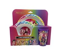 Rainbow High Kids 3 Piece Tableware Dinner Set with Dinner Plate, Bowl & Tumbler Cup | Reusable Plastic Dinner Set Dishwasher Safe Gift for
