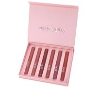 Rainbow High Lip Gloss Lip Glaze Lipstick 6 Sets Non Stick Cup Nude Skin Color Lip Gloss Cute Set Box Long Lasting Non Stick Cup Does Not Fade Lip Gloss Subtle Beauty Makeup Stack