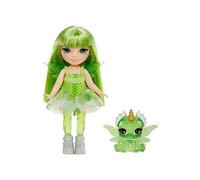 Rainbow High Littles Rainbow Fantasy Fairies & Pet - Emerald, Green - 14cm Posable Small Doll & Fantasy Dragon Pet with Interchangeable Fairy Wings, Cute Present for Children 4+