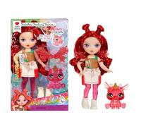 Rainbow High Littles Rainbow Fantasy Fairies & Pet - Apple, Red - 14cm Posable Small Doll & Fantasy Deer Pet with Interchangeable Fairy Wings, Cute Present for Children 4+
