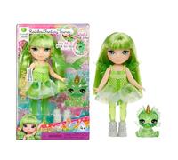 Rainbow High Littles Rainbow Fantasy Fairies & Pet - Emerald, Green - 14cm Posable Small Doll & Fantasy Dragon Pet with Interchangeable Fairy Wings, Cute Present for Children 4+