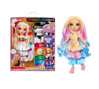 Rainbow High Watercolour & Create DIY Fashion Doll with Washable Watercolours and Tie-Dye Kit - Brown Eyes, Curled Hair, Extra Top & Shoes - Colour, Create, Play, Rinse and Repeat - Kids 4-12+ Years