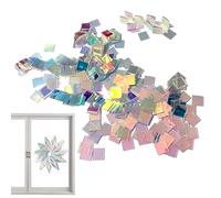 Rainbow Holographic Acrylic Squares - 100-Pack Double-Sided Mini Holographic Acrylic Blocks | Translucent Iridescent Sheets for DIY Crafts Art Decor | Jewelry Making Resin Inlays Light Shadow