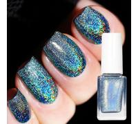 Rainbow Holographic Glitter Nail Polish with Shimmery Iridescent Finish - Quick Dry Long Lasting Blue Green Metallic Chrome Gel Polish for Women Manicure Pedicure DIY at Home Party