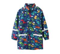 Rainbow Hooded Raincoat for 2 to 11 Years Girls Long Sleeve Reflective Waterproof Zipper Windbreaker Outwear Coat Kids Windproof Rainy Day Outwear Jacket Hoodies Clothes (Blue #5, 6-7 Years)