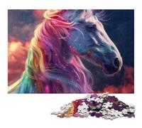 Rainbow Horse Jigsaws 1000 Pieces for Adults Wooden Jigsaw Puzzles Ideal for Teenagers & Collectors, Travel Gift, Family Activity 50x75CM/19.68x29.52inch