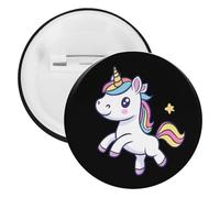 Rainbow Horse Pin Badge Metal Circle Shape 2.3 Inches Button Pinback for Backpack Wedding