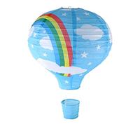 Rainbow Hot Air Balloon Ceiling Light with Paper Lantern Shade for School and Shopping Mall Hanging Decoration Rainbow Blue