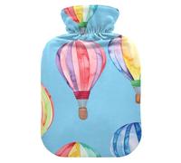 Rainbow Hot Air Balloons Hot Water Bottle with Soft Velvet Cover Hot Water Bag for Neck, Shoulder and Menstrual Cramps Small