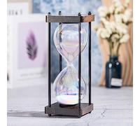 Rainbow Hourglass Timer 60 Minute, Wooden Frame Decorative Sand Timer (White Sand, Large Size)