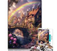Rainbow House Jigsaw Puzzles for Teenagers 1000 Jigsaws,Staycation Kill Time Every Piece Is Unique - Challenging Family Fun Game 38x26cm