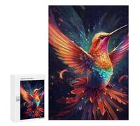Rainbow Hummingbird in Flight - Wooden Art Puzzle, 300 PCS, Creative Indoor Hobby - with A Decorative Finish