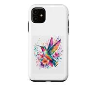 Rainbow Hummingbird Watercolor Floral Nature Artwork Case for iPhone 11