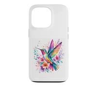 Rainbow Hummingbird Watercolor Floral Nature Artwork Case for iPhone 13 Pro