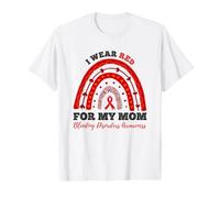 Rainbow I Wear Red for My Mom Bleeding Disorders Awareness Value Graphic T-Shirt