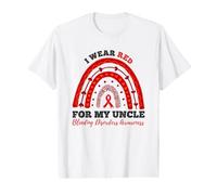 Rainbow I Wear Red for My Uncle Bleeding Disorders Awareness Value Graphic T-Shirt