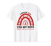 Rainbow I Wear Red for My Wife Bleeding Disorders Awareness Value Graphic T-Shirt