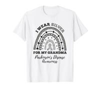 Rainbow I Wear Silver Grandma Parkinson's Disease Awareness Value Graphic T-Shirt