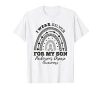Rainbow I Wear Silver Son Parkinson's Disease Awareness Value Graphic T-Shirt, Men, White, S