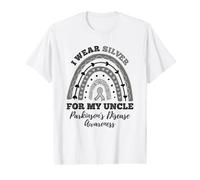 Rainbow I Wear Silver Uncle Parkinson's Disease Awareness Value Graphic T-Shirt