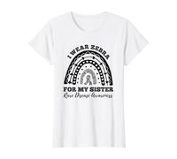 Rainbow I Wear Zebra for My Sister Rare Disease Awareness Value Graphic T-Shirt, Women, White, S