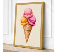 Rainbow Ice Cream Modern Canvas Wall Art Print 18x12 Inch (46 x 30 cm)